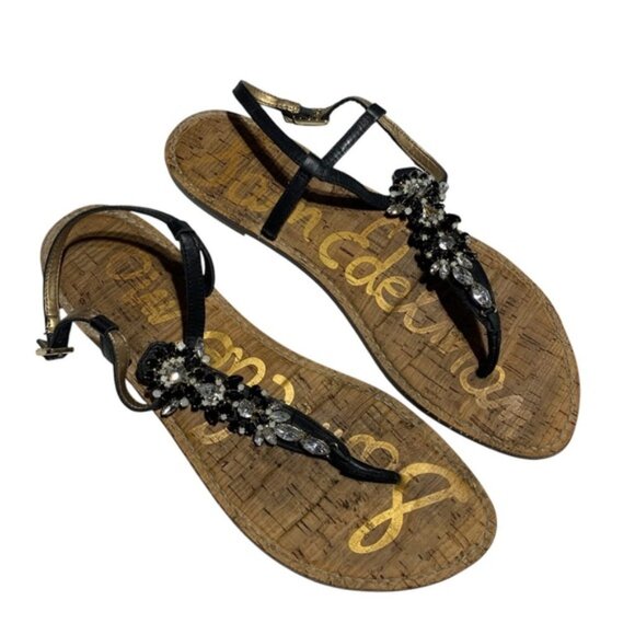 Sam Edelman Black Beaded Sandals - Picture 1 of 5